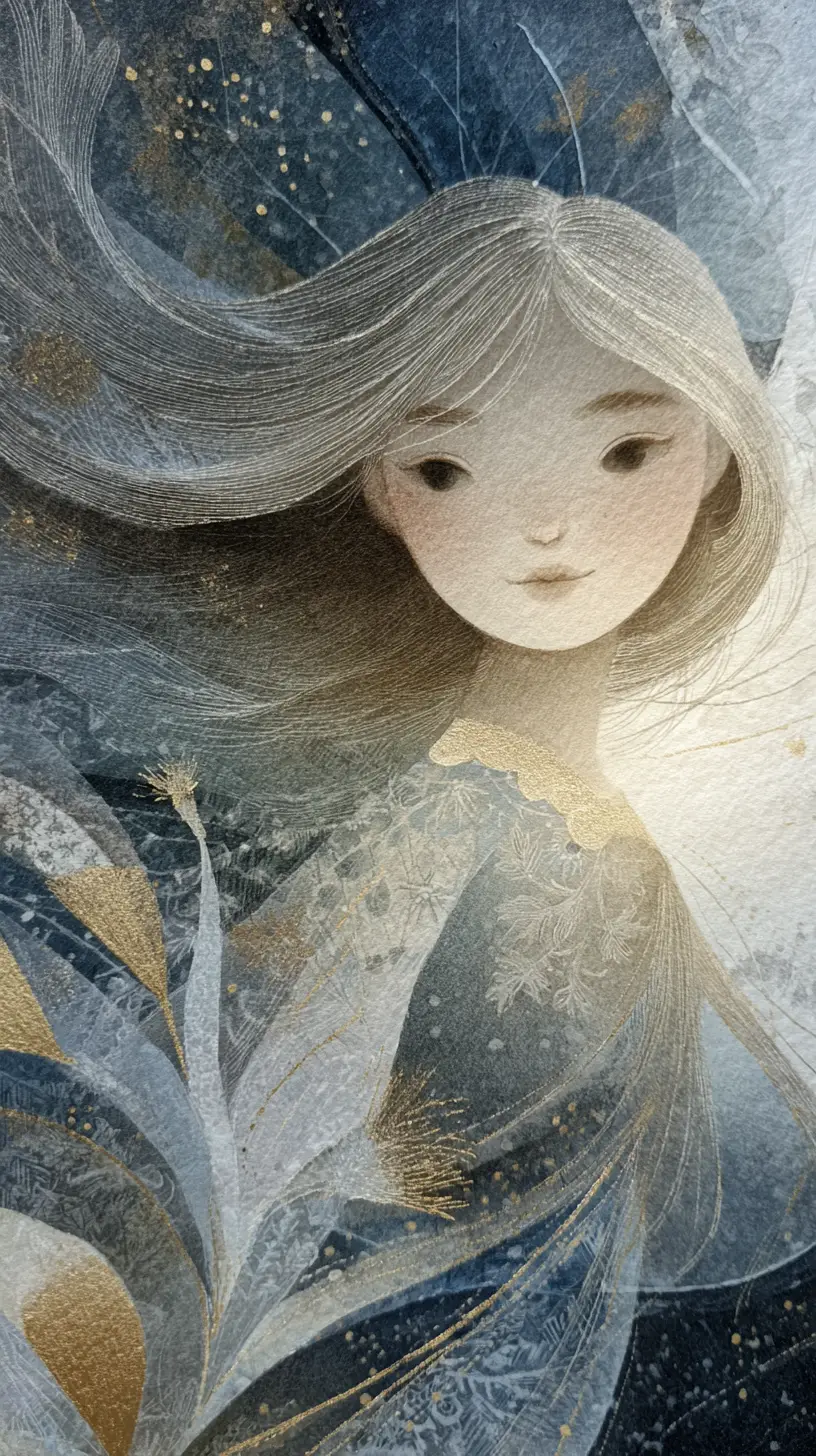 Illustration céleste onirique d’un enfant serein et fantaisiste