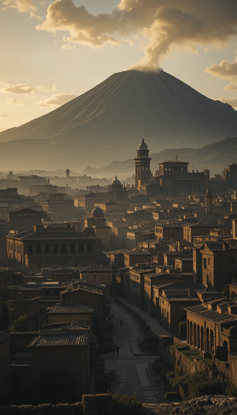 Antica città romana di Pompei all’alba prima dell’eruzione