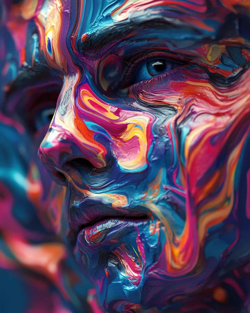 Retrato 3D vibrante lleno de poderosa emoción masculina