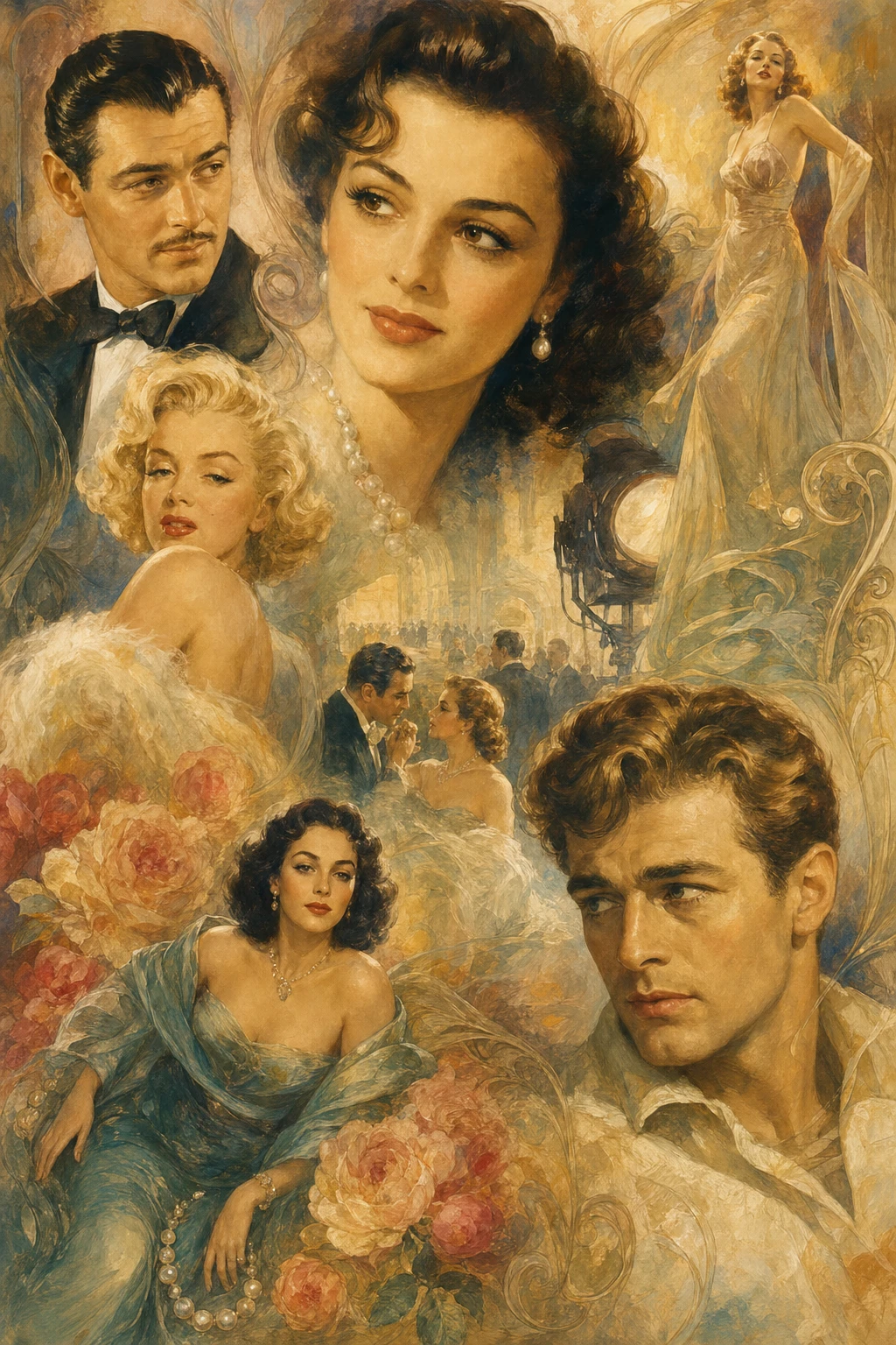 Elegantes Moodboard klassischer Hollywoodstars in Fine-Art-Malerei