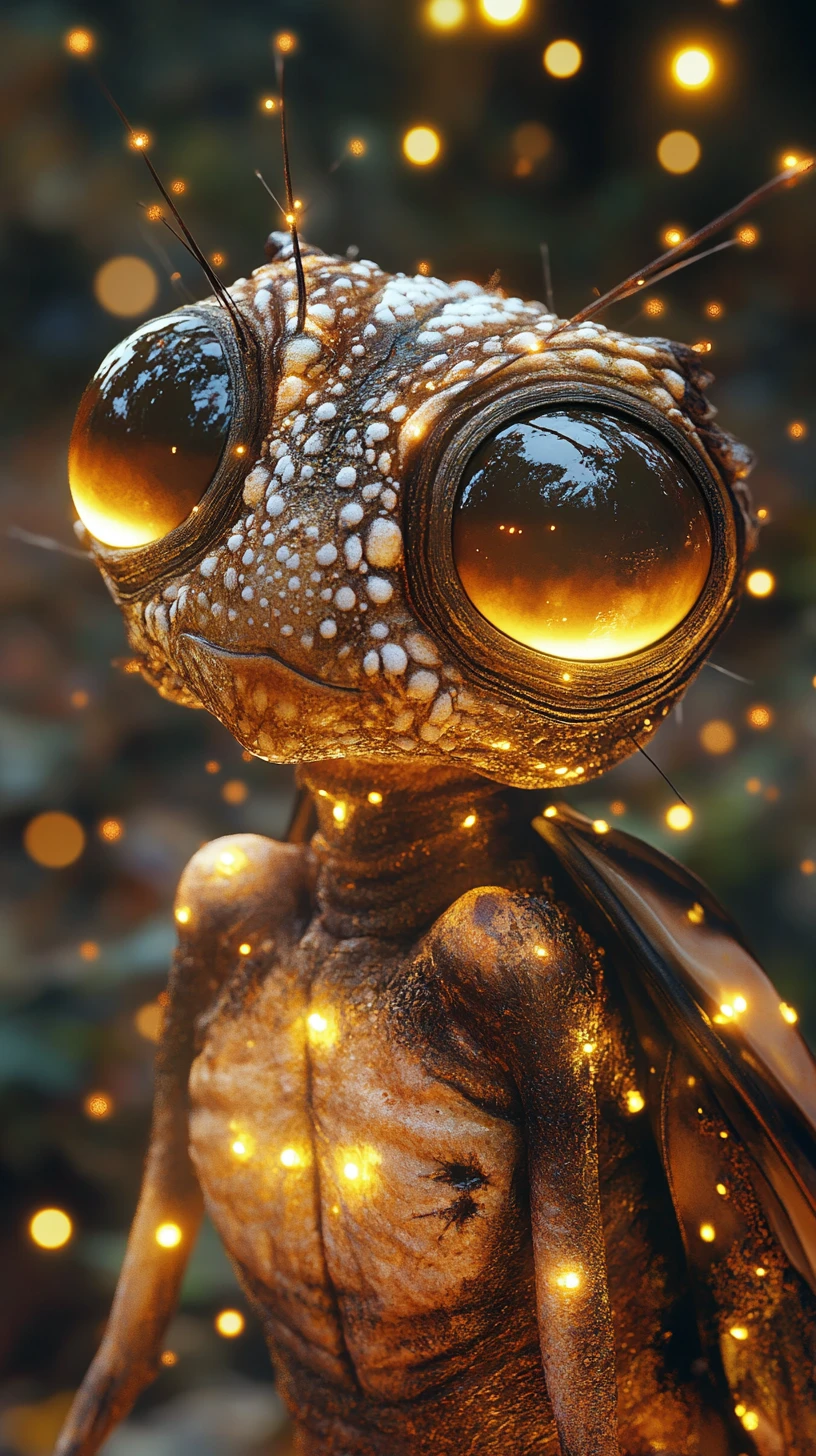 Créature extraterrestre dans une forêt lumineuse et onirique