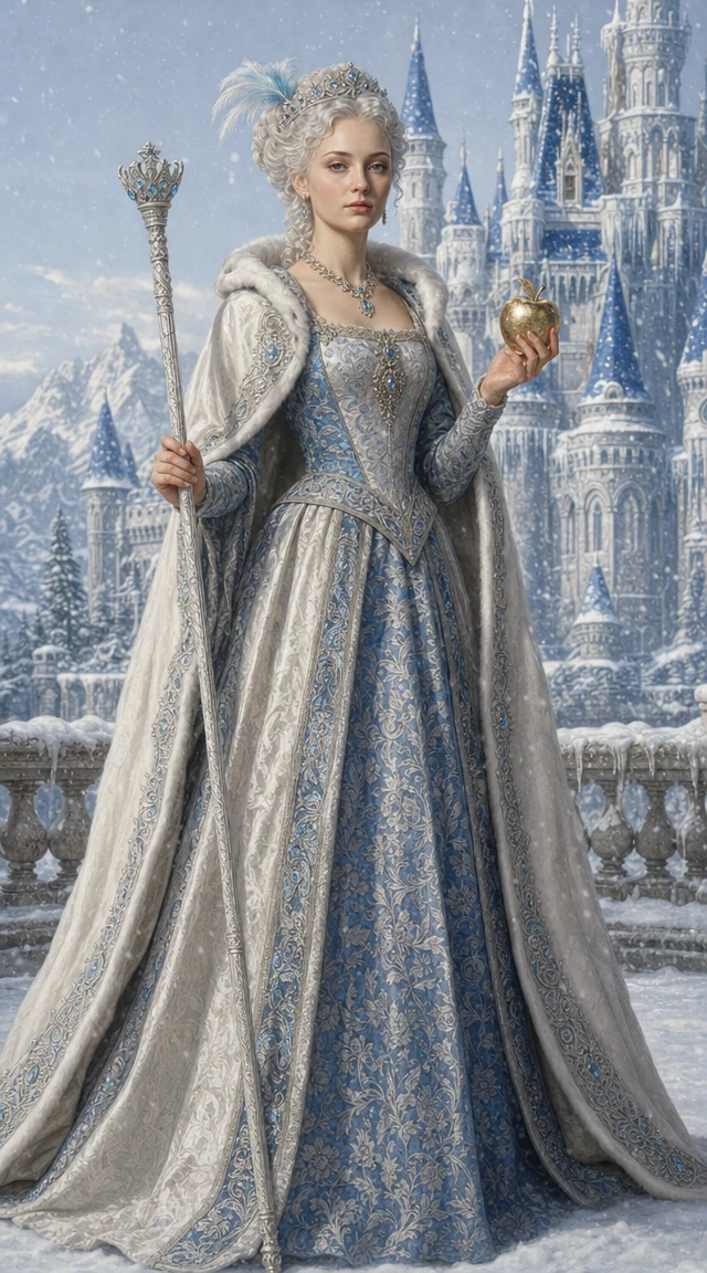 Portrait Renaissance d’une femme royale tenant une pomme dorée