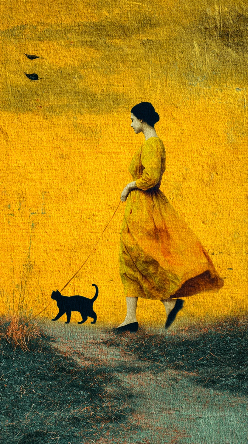 Colagem minimalista surrealista que expressa felicidade e liberdade de escolha