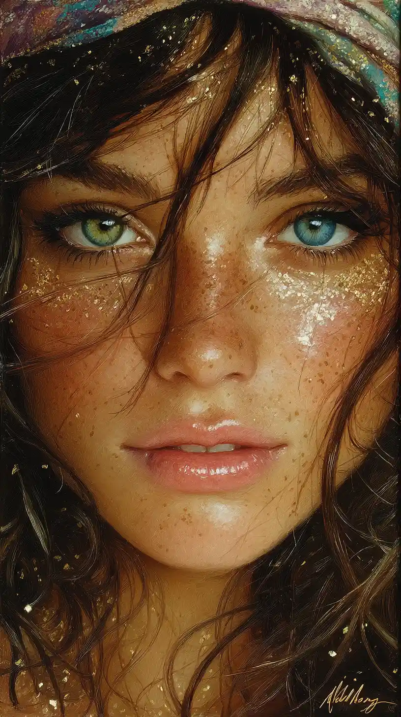 Portrait of young woman with striking heterochromia eyes