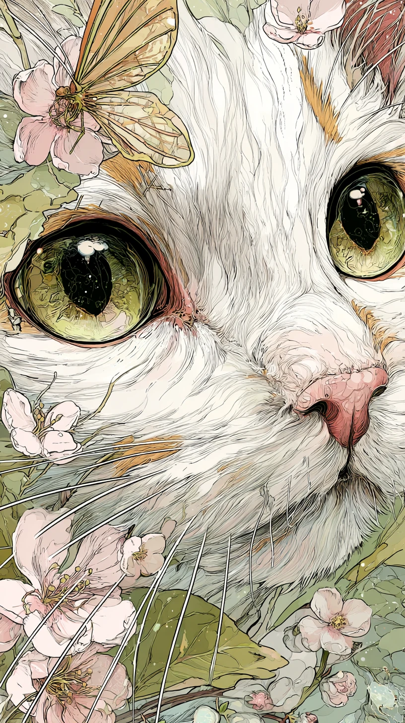 Illustration aquarelle en gros plan d’un adorable esprit neko bébé