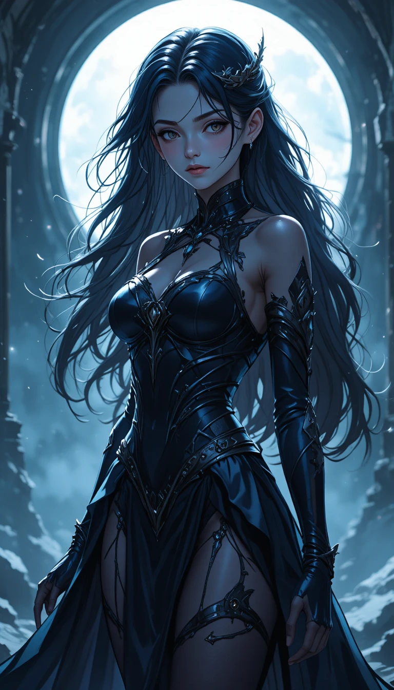 Fille fantôme d’anime sombre et sorcière de l’ombre en fantasy