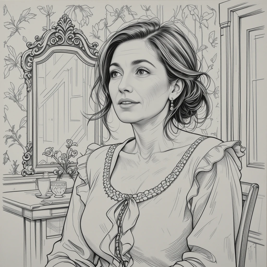 Mulher de meia-idade conversando em um ambiente interno aconchegante