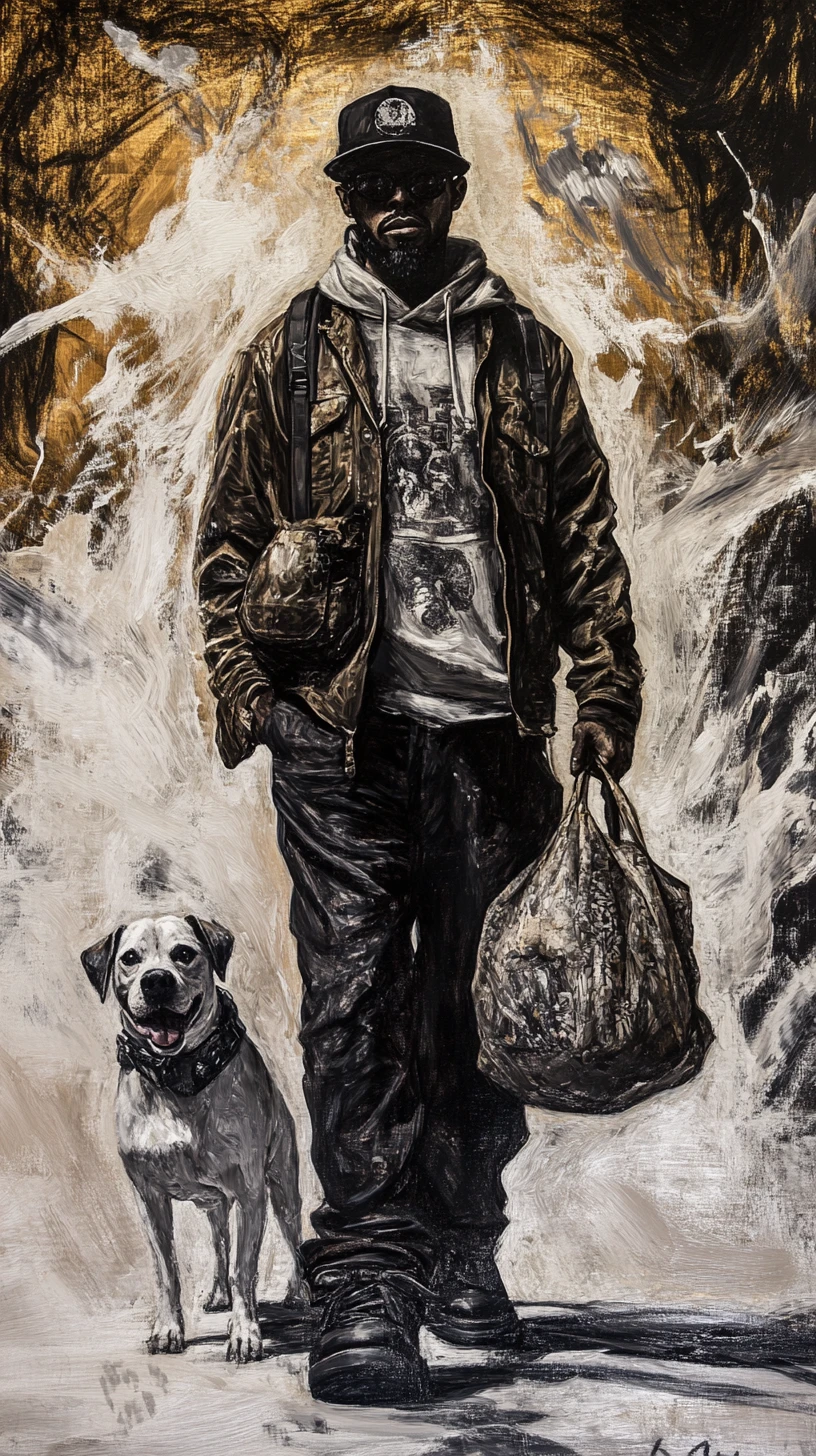 Fette „No Surrender“-Street-Typografie mit Dog Tag