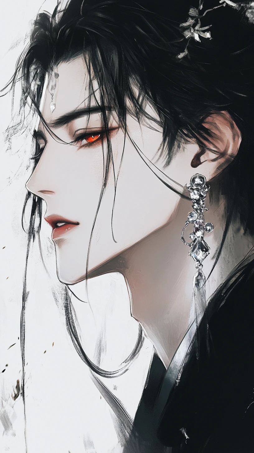虛幻紅瞳動漫男子特寫肖像