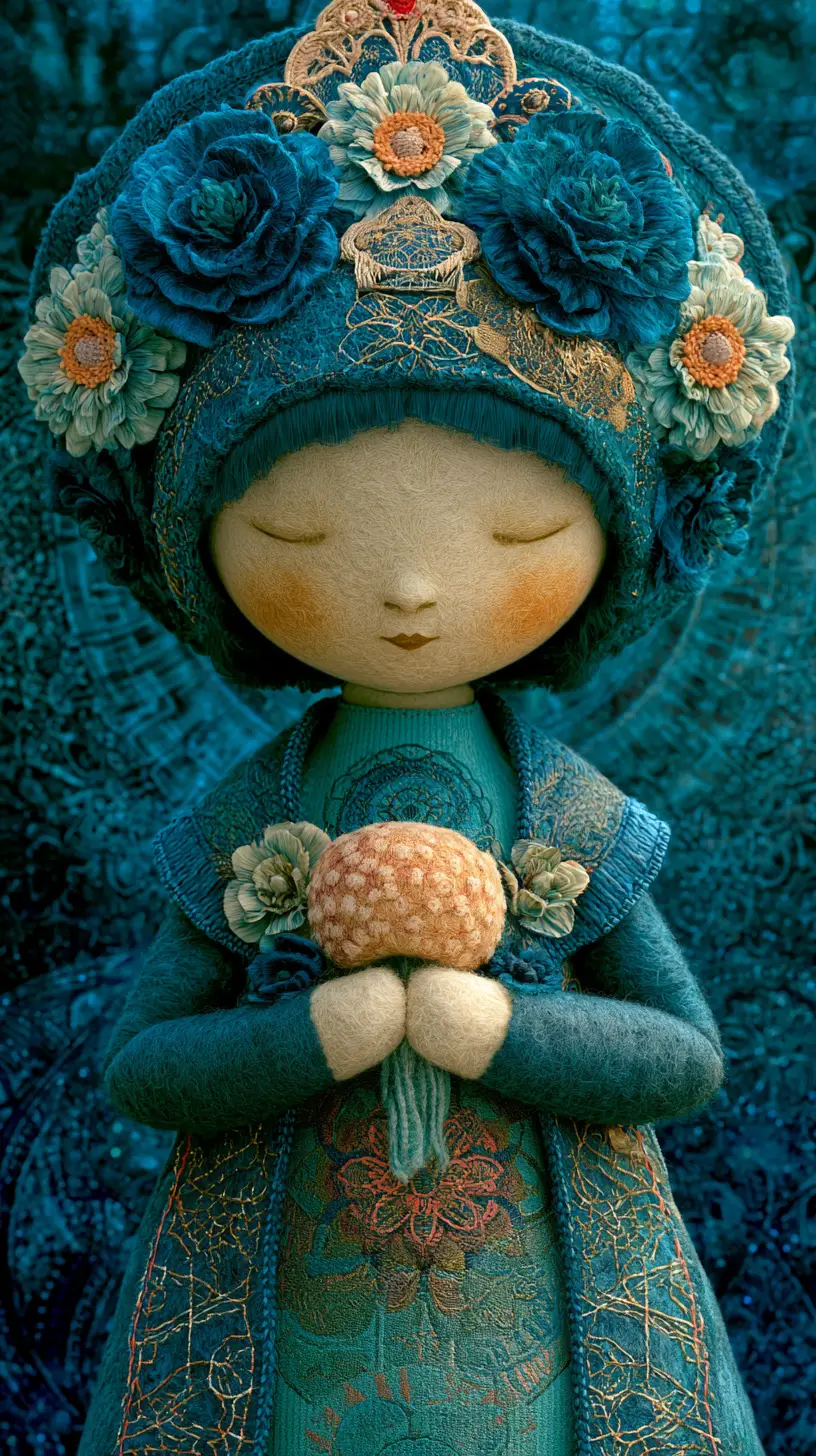 超現實療癒女子在花卉夢境幻象中