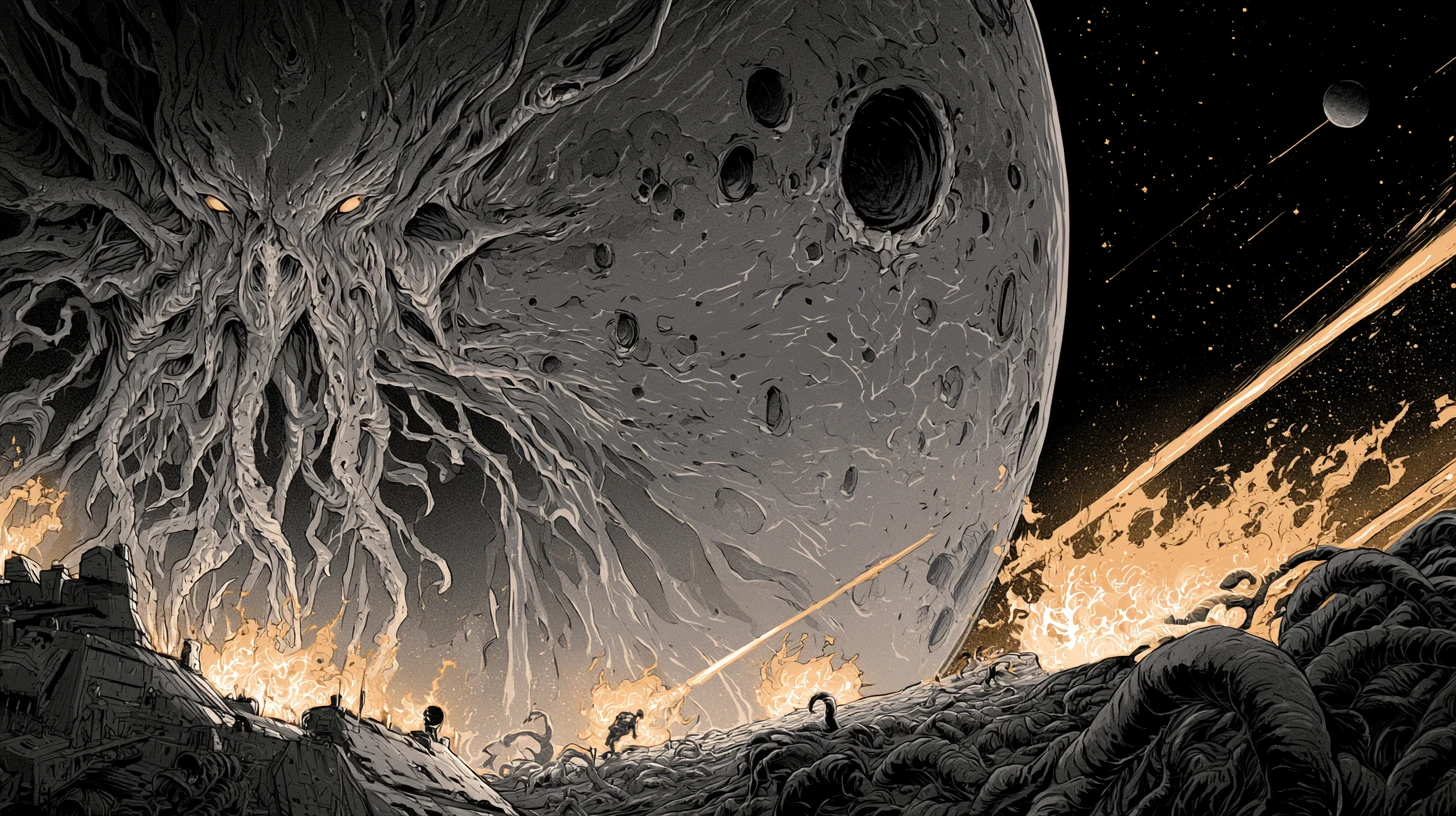 Colossale signore cosmico che guida l’assalto finale all’umanità