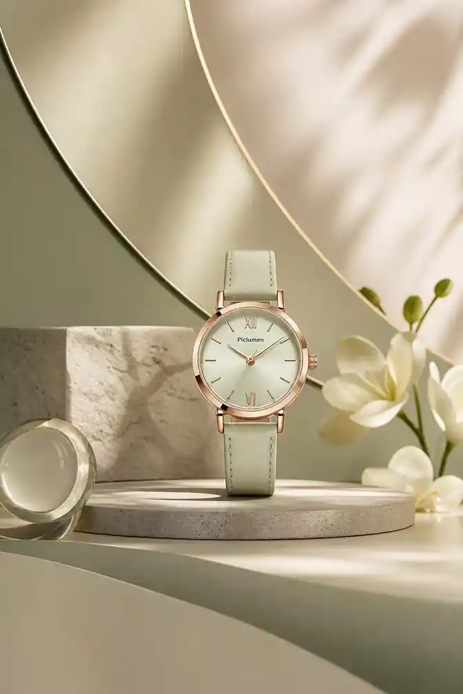 Modern minimalist luxury poster with Piclumen womens watch