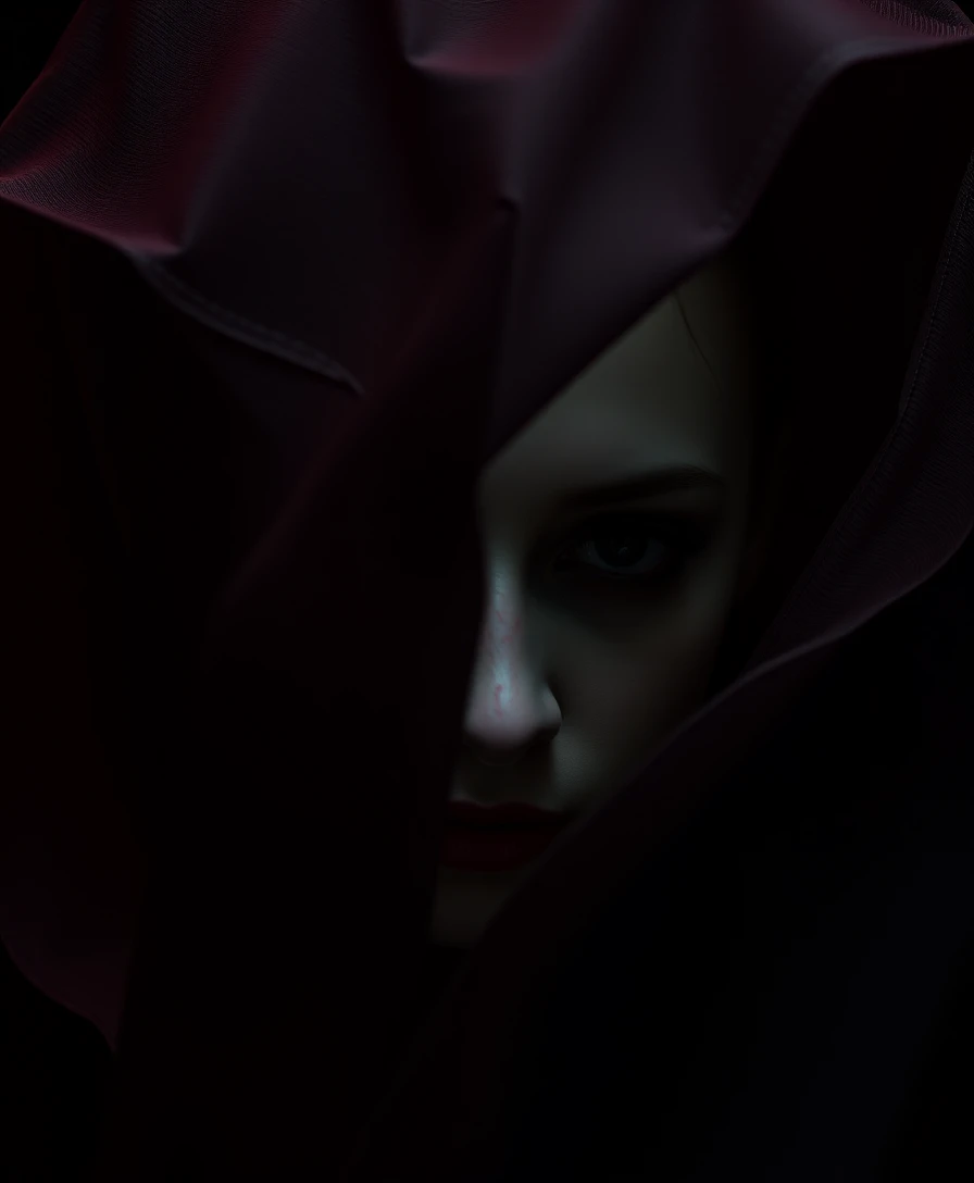Surreal seductive woman in a dark bloody dreamscape