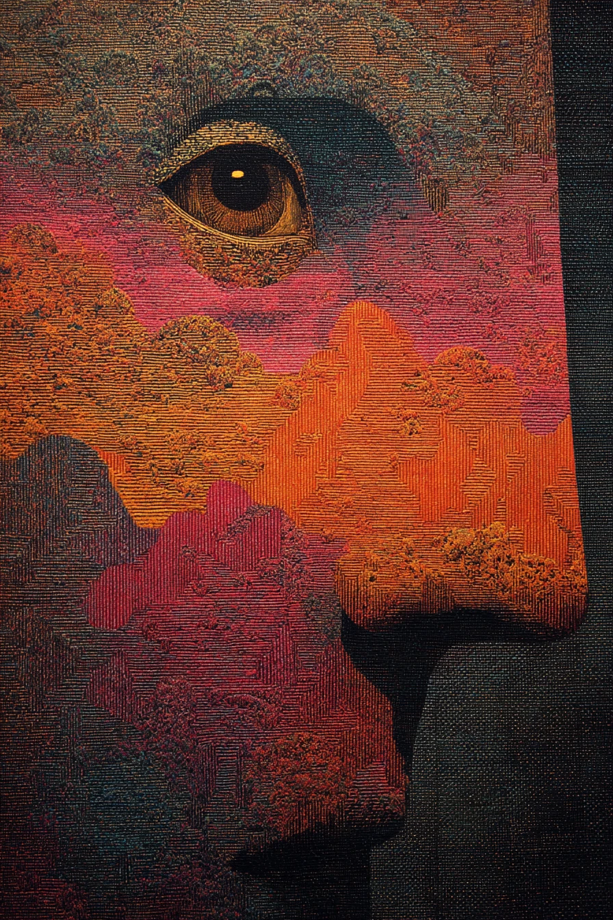 Tela surreal e romântica em ricas cores dark pop