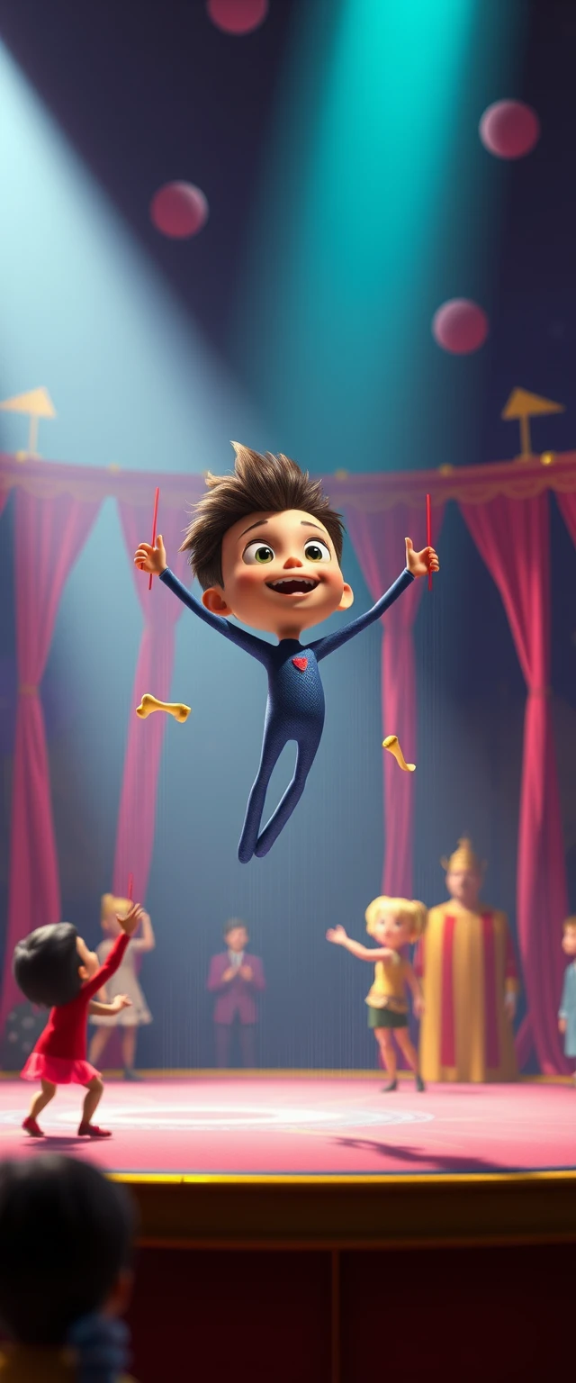 Palhaço 3D em estilo de argila em um circo digital sombrio