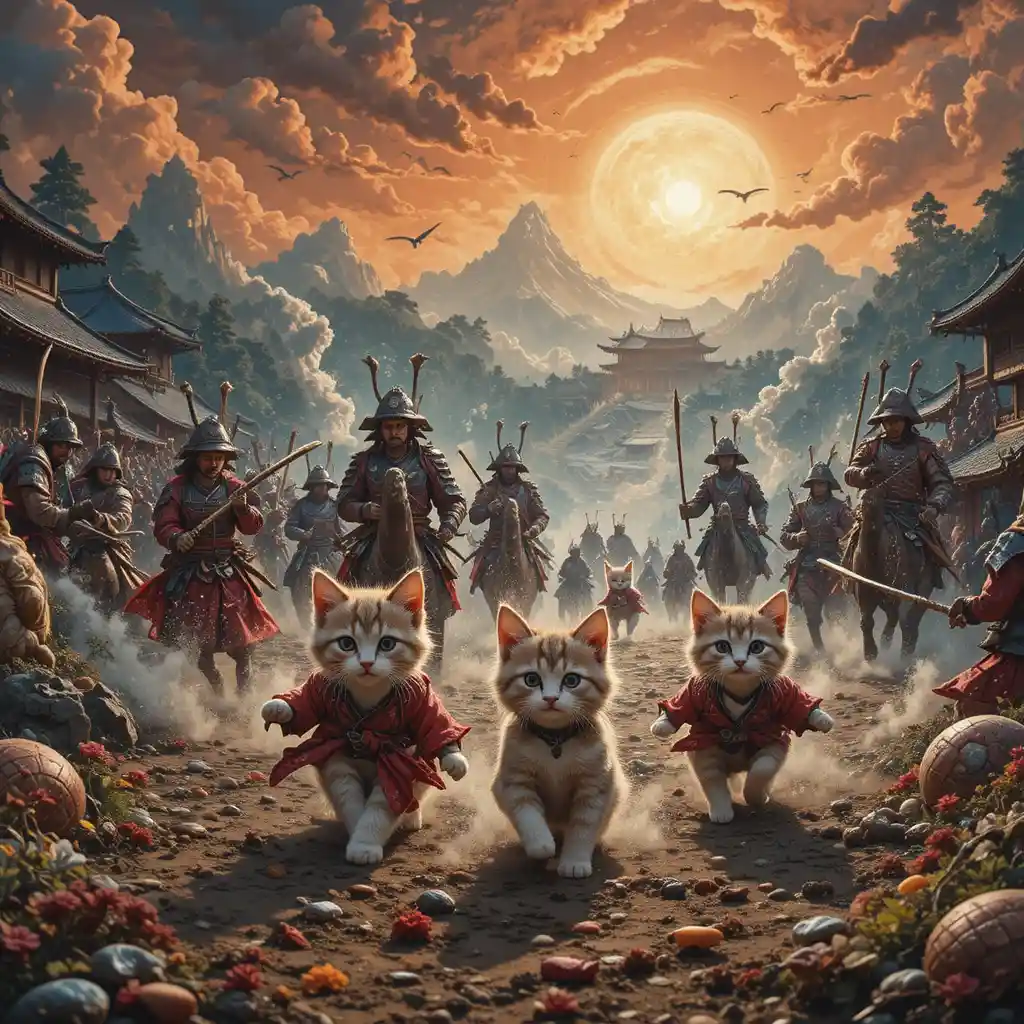 Kitten samurai family caught in epic feudal battle