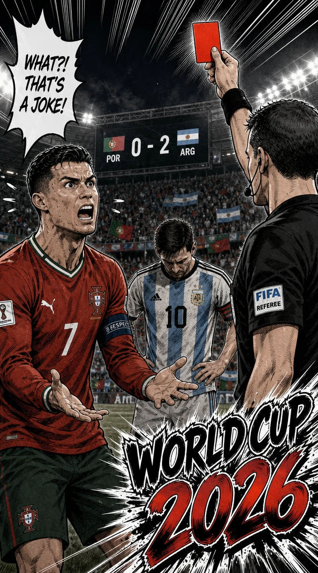 Tipografia em estilo mangá com “World Cup 2026” no canto inferior