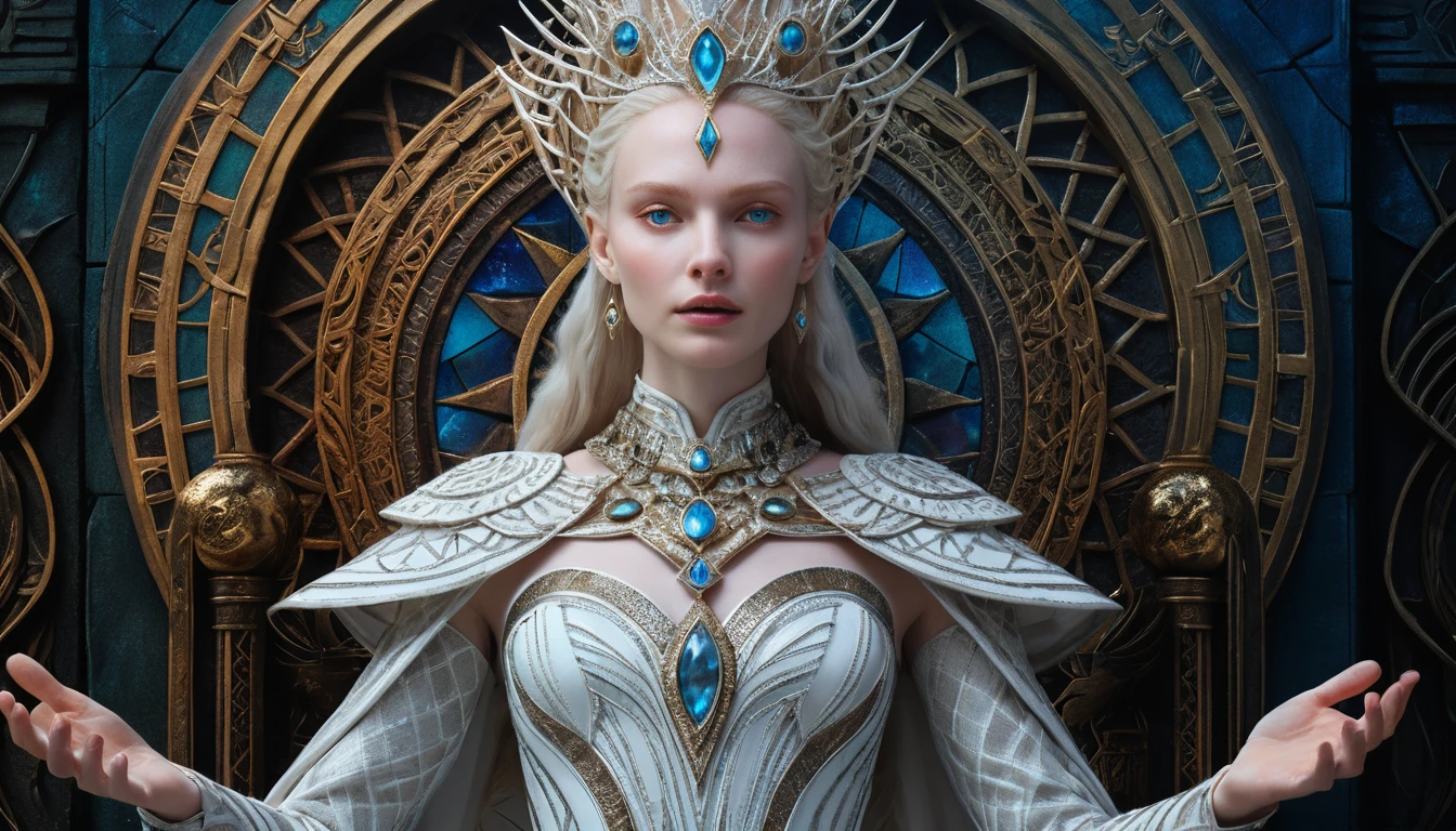 Rainha antiga e mística em um reino mágico vibrante