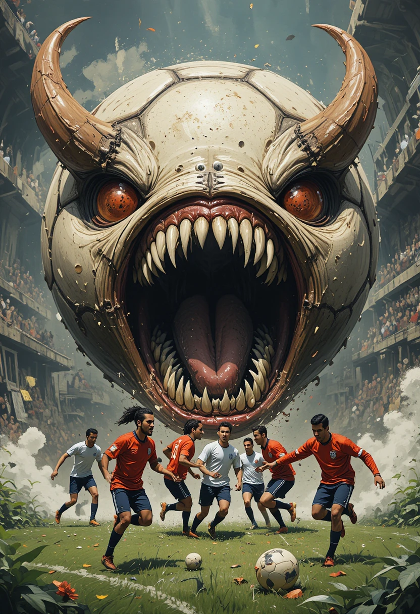 Bola de futebol demoníaca persegue jogadores apavorados