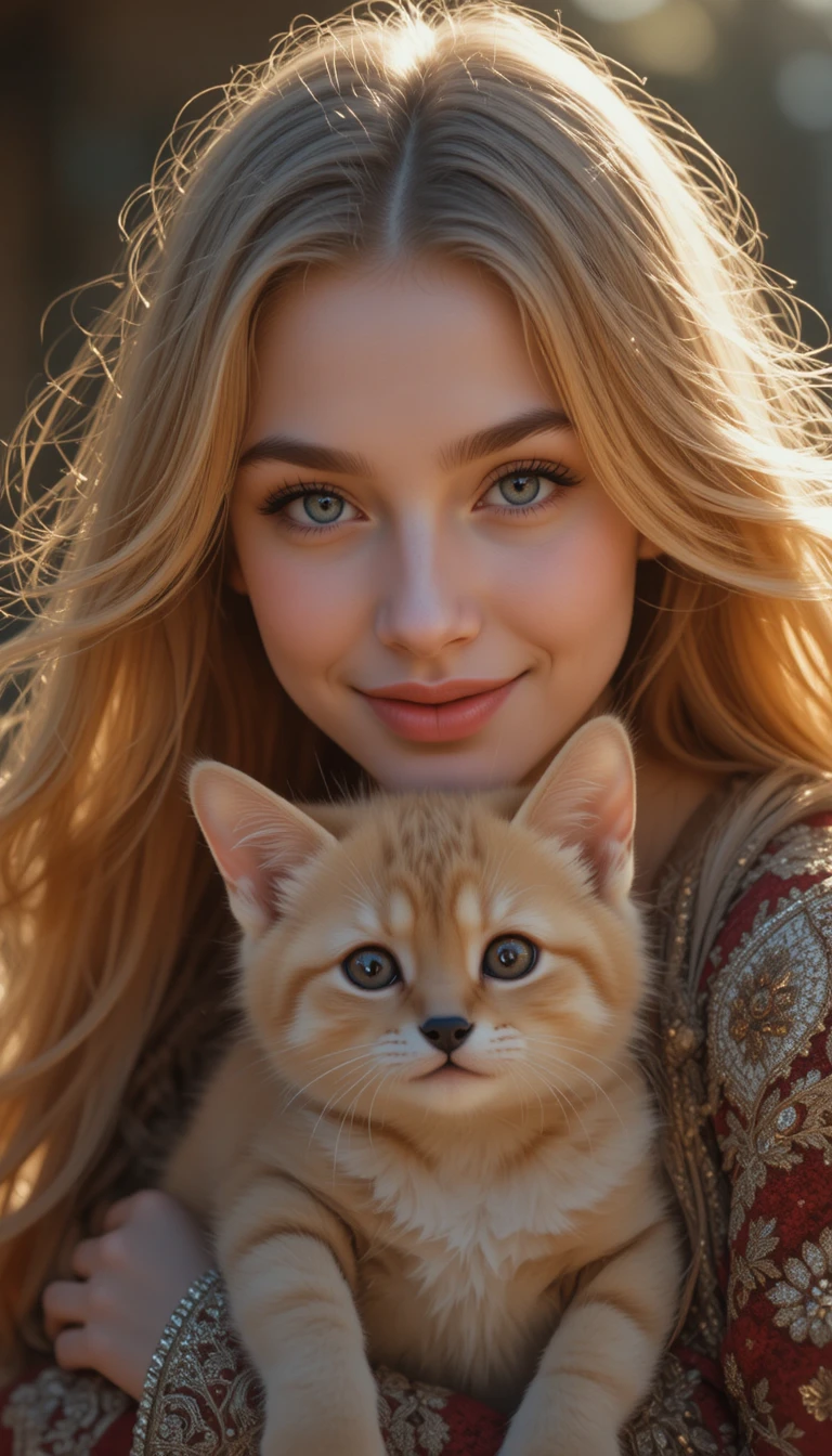 Mulher do Leste Europeu sorridente e acolhedora segurando um cachorrinho