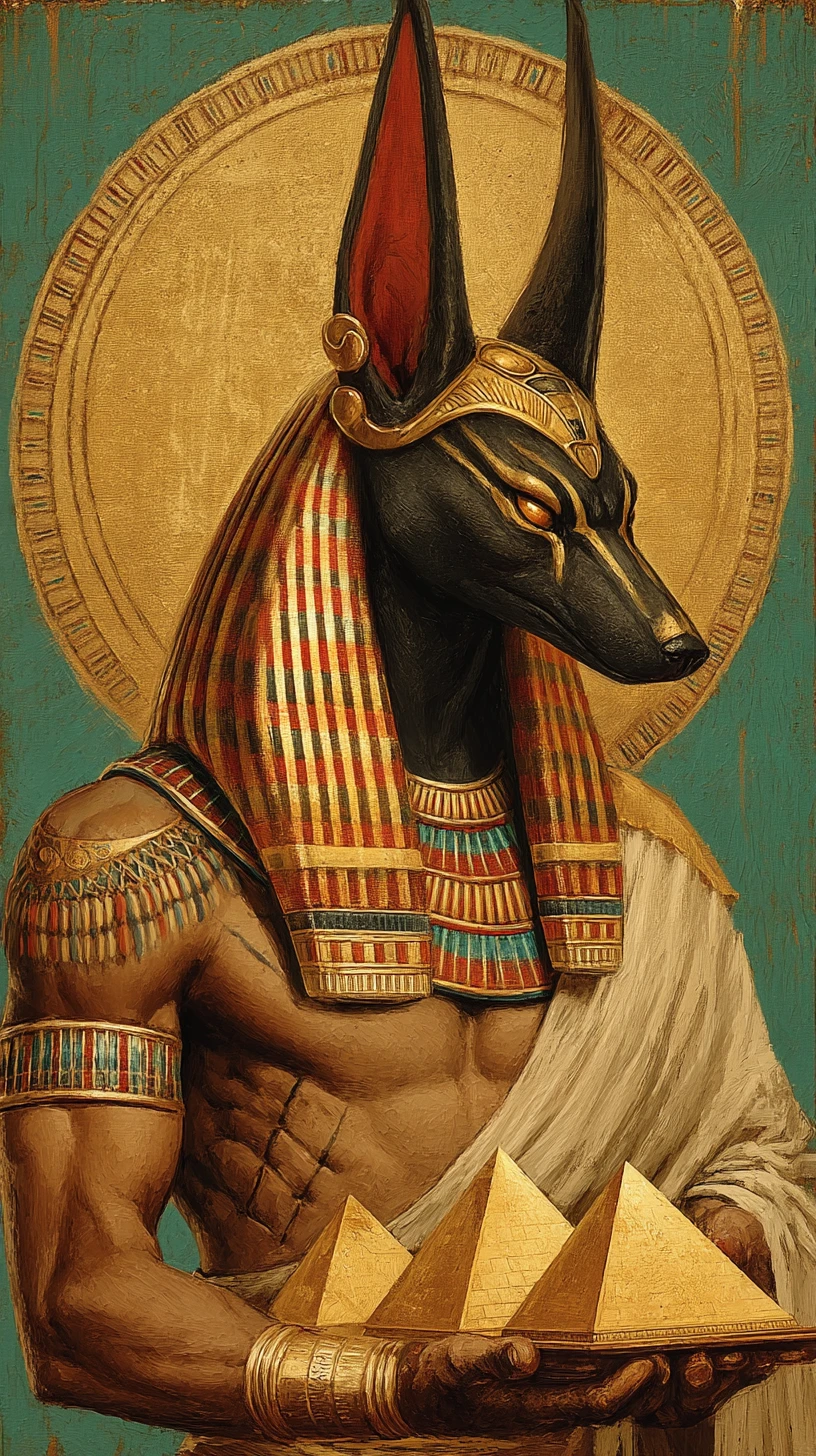 Guerreiro egípcio divino sob um sol dourado radiante