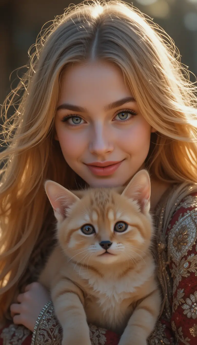 Warm smiling Eastern European woman holding a small dog