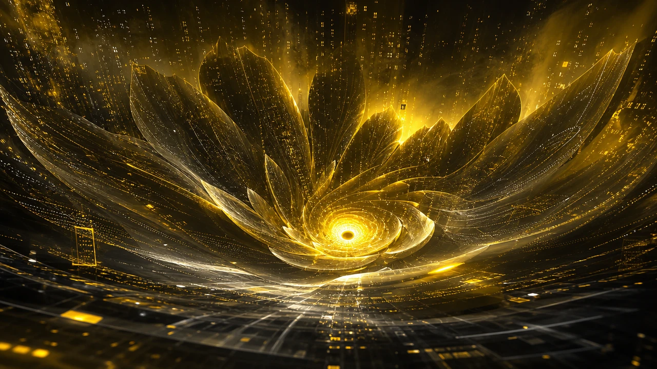 Colosal estructura en forma de flor alrededor de un núcleo gravitacional