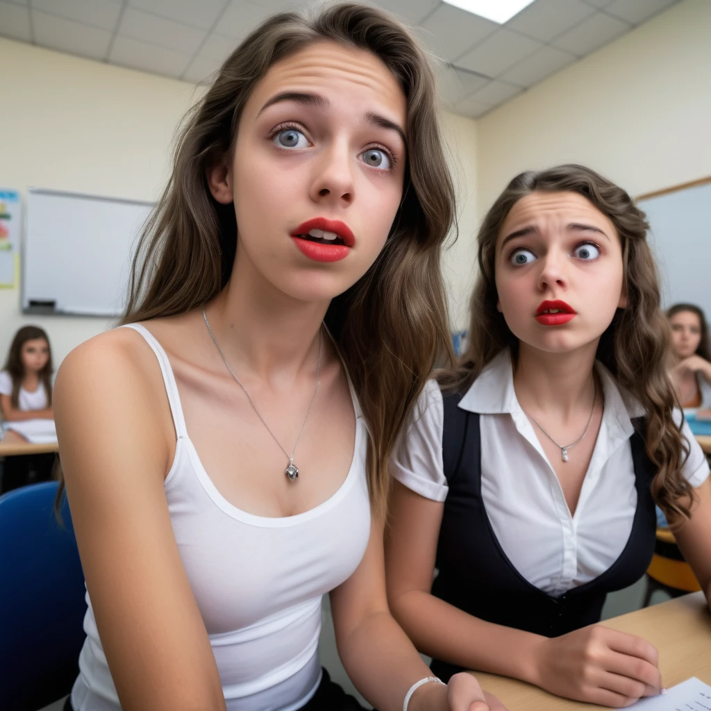 Madre e figlia a colloquio con l’insegnante in classe