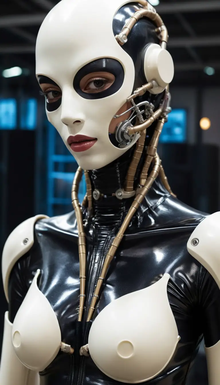 Femmes masquées en latex dans un univers surréaliste de latex