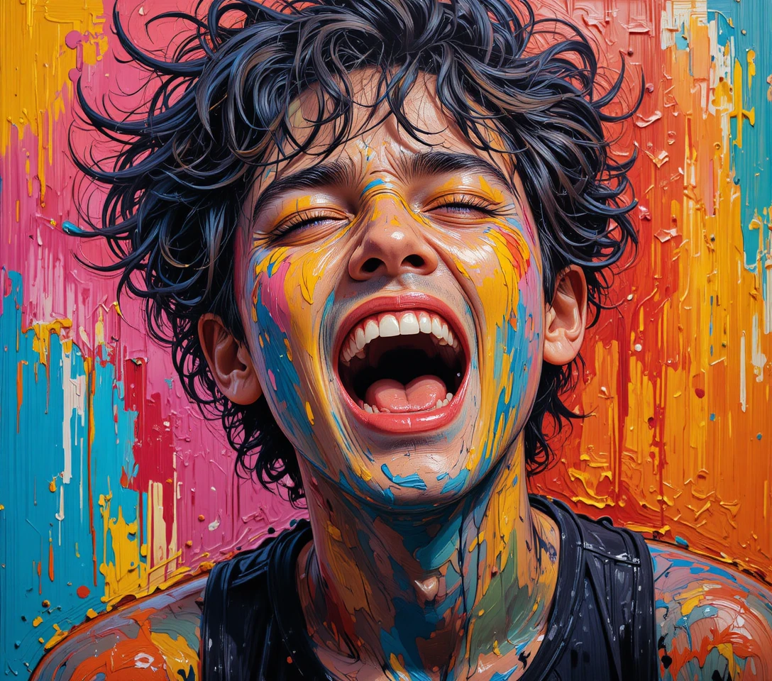 Autorretrato de una joven artista pintado con audaces pinceladas de impasto