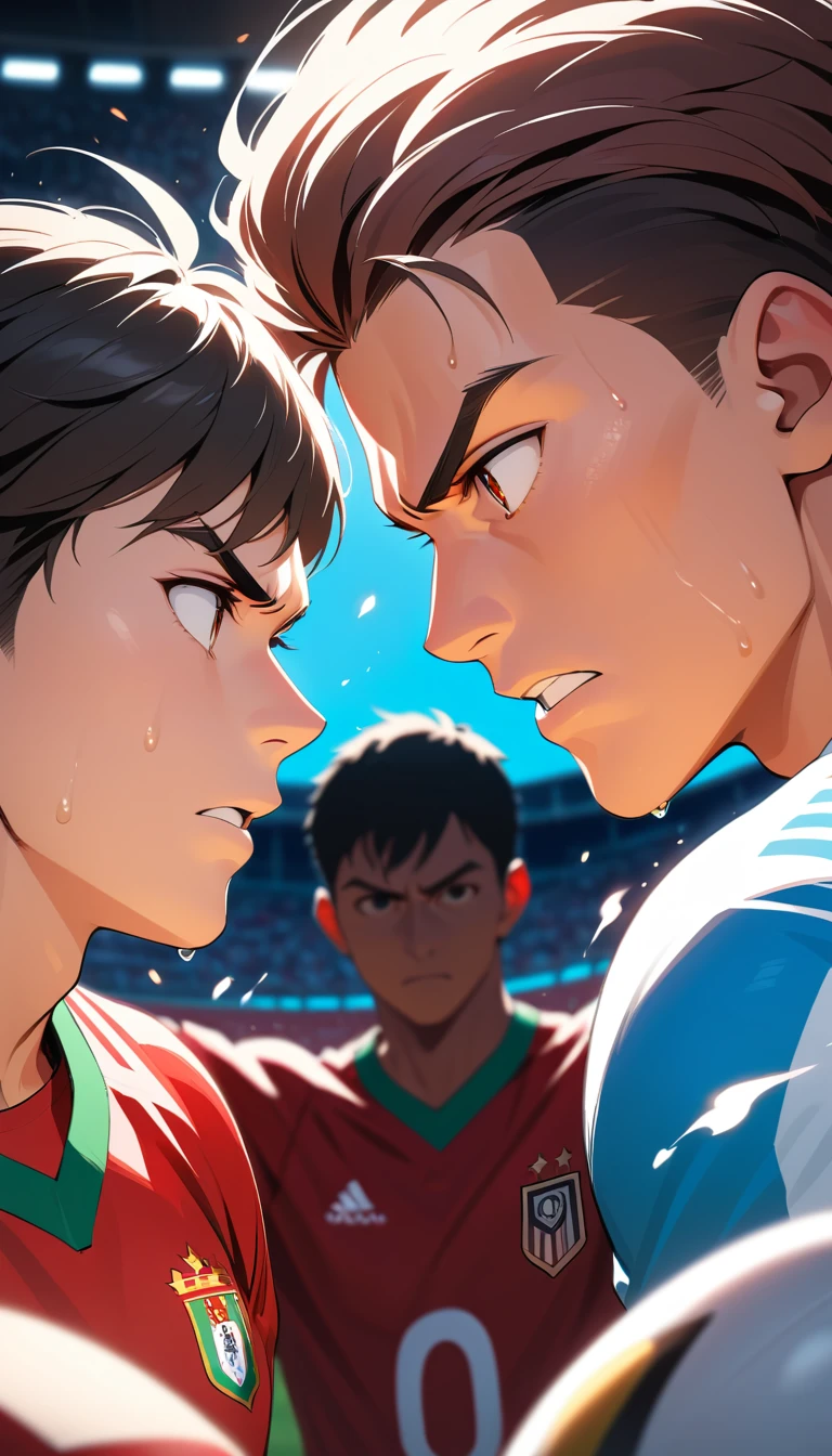 Intensives Duell zwischen zwei rivalisierenden Fußballlegenden