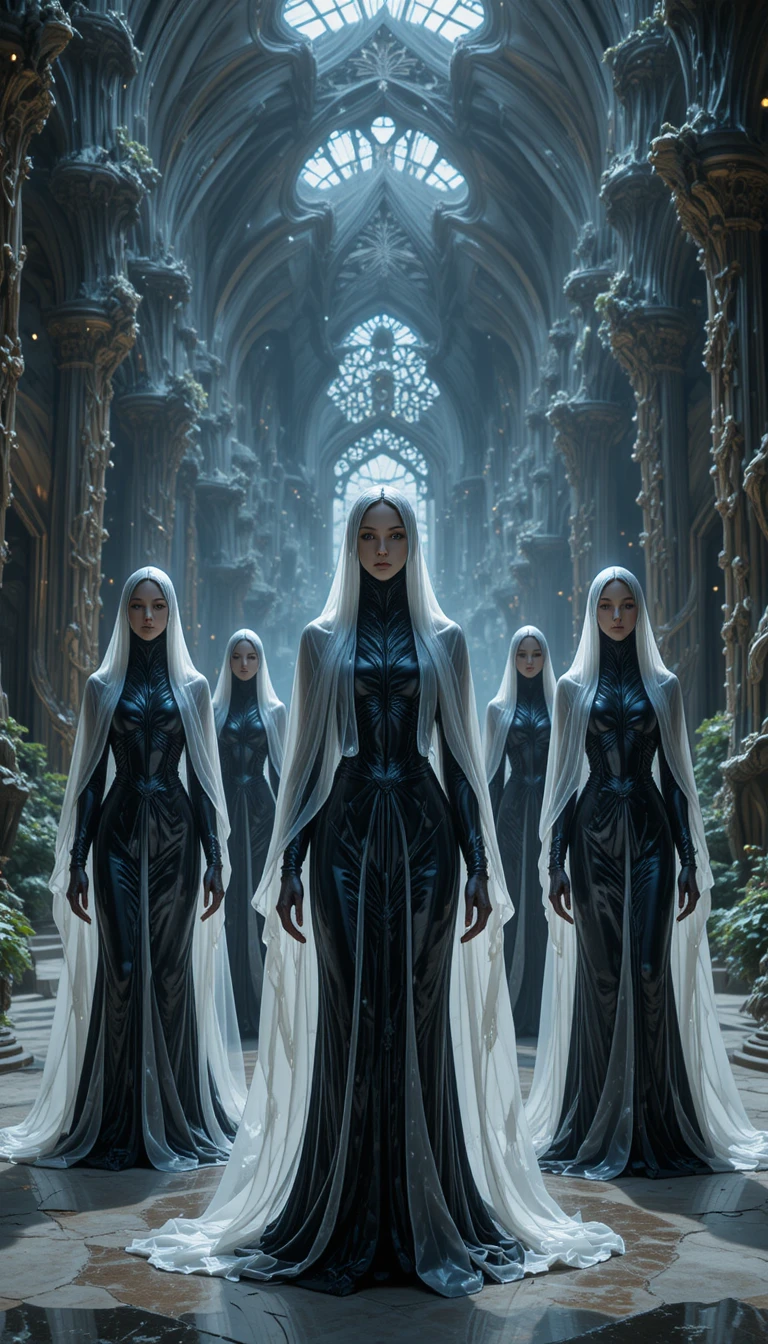 Latex priestesses in a living biomechanical cathedral