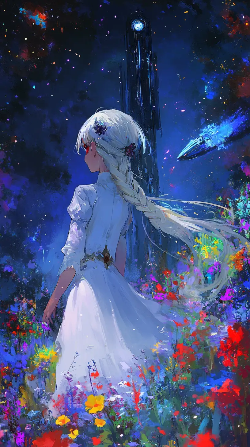 白色辮子與幽靈微笑的動漫少女