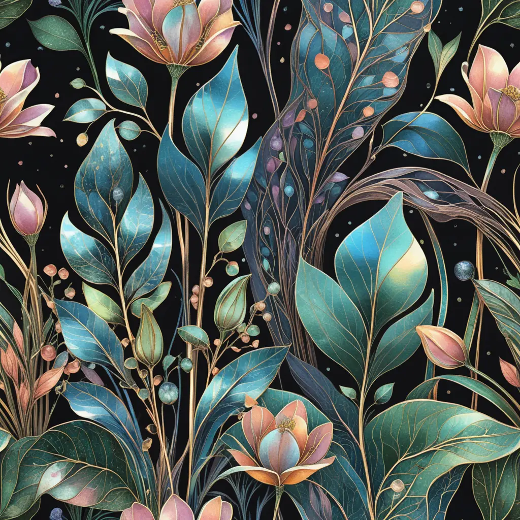 Zarte Frühlingsblüten als Line Art mit fließenden botanischen Formen