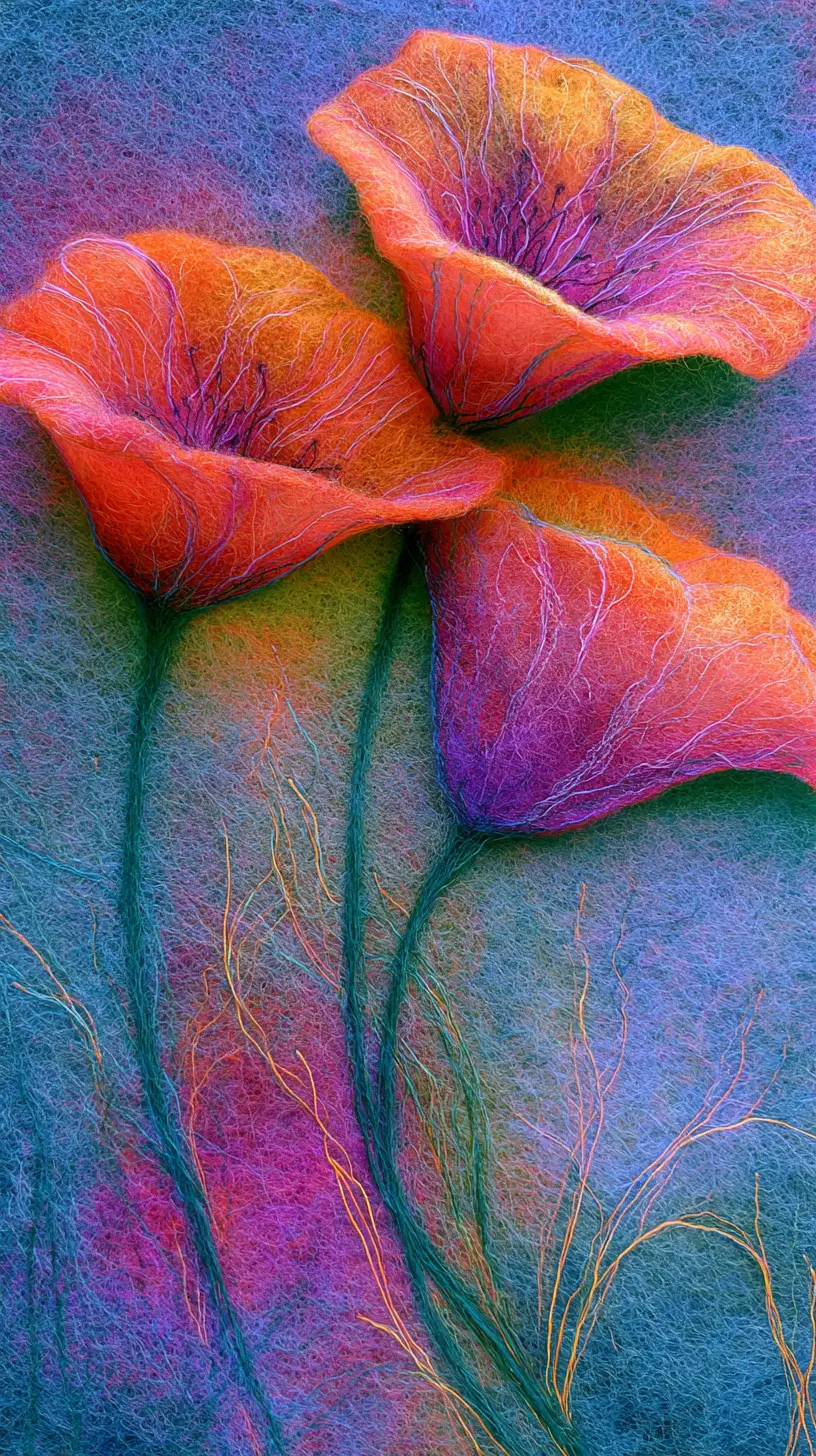 Two delicate flowers touching in a dreamy intimate scene