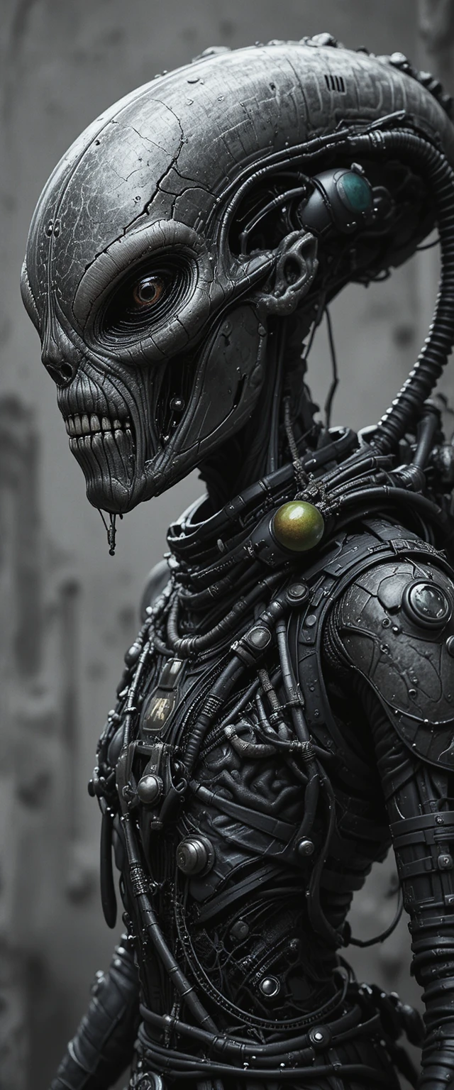 Retrato de medio cuerpo de una criatura alienígena realista con forma de camarón