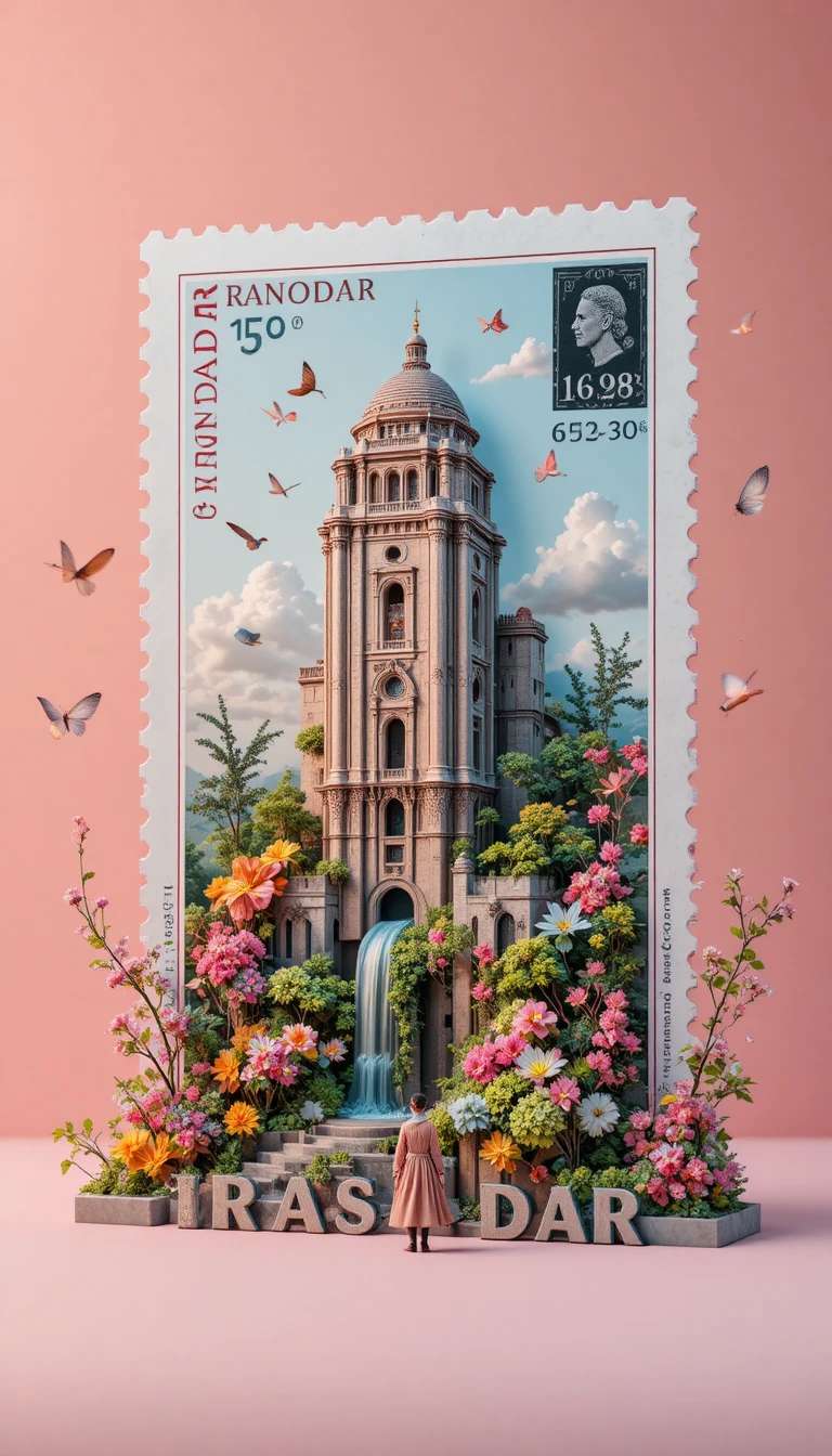Timbre géant vintage de Krasnodar dans une scène de studio pastel