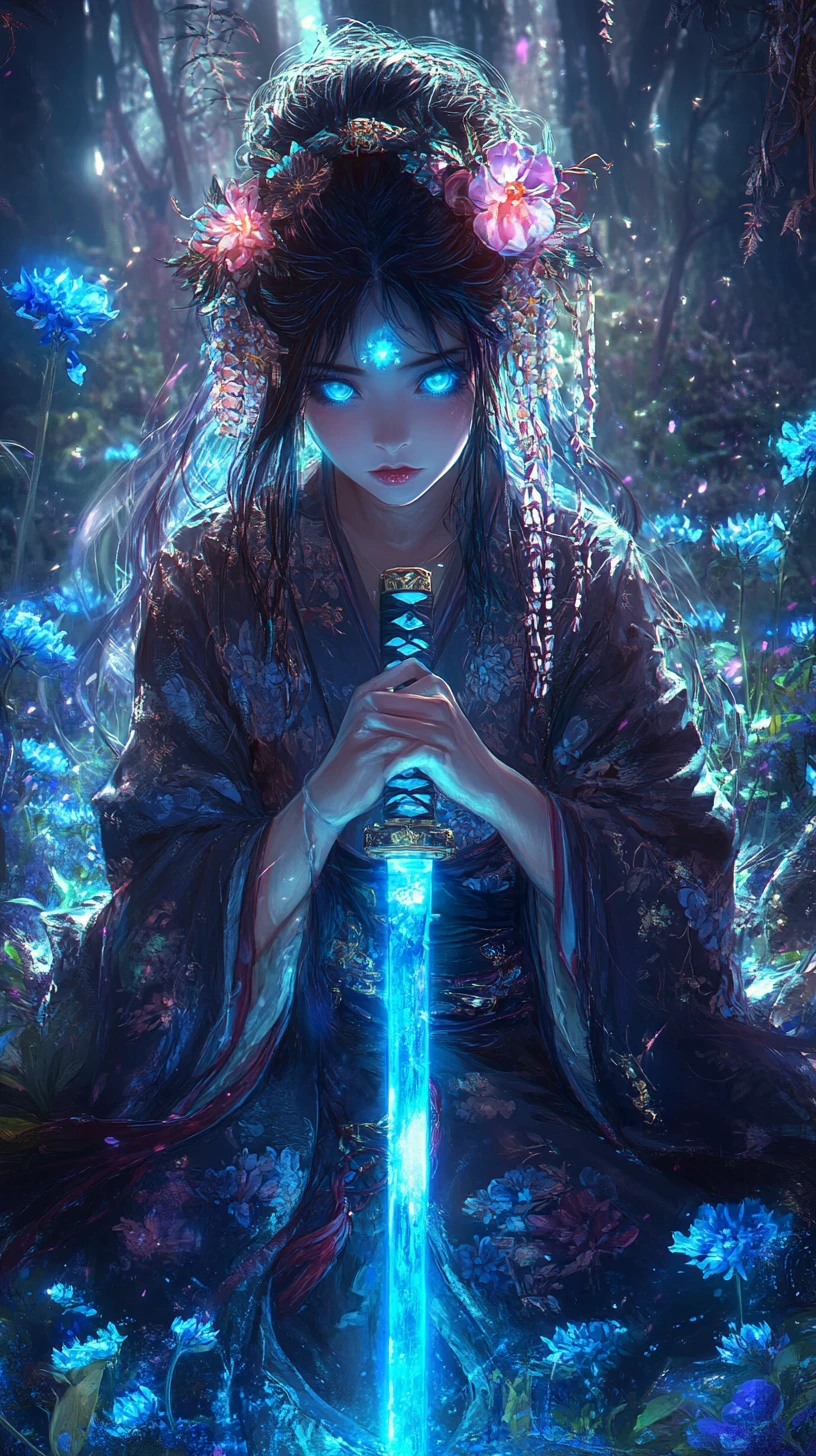 發光武士刀的神秘女忍者與魔幻森林