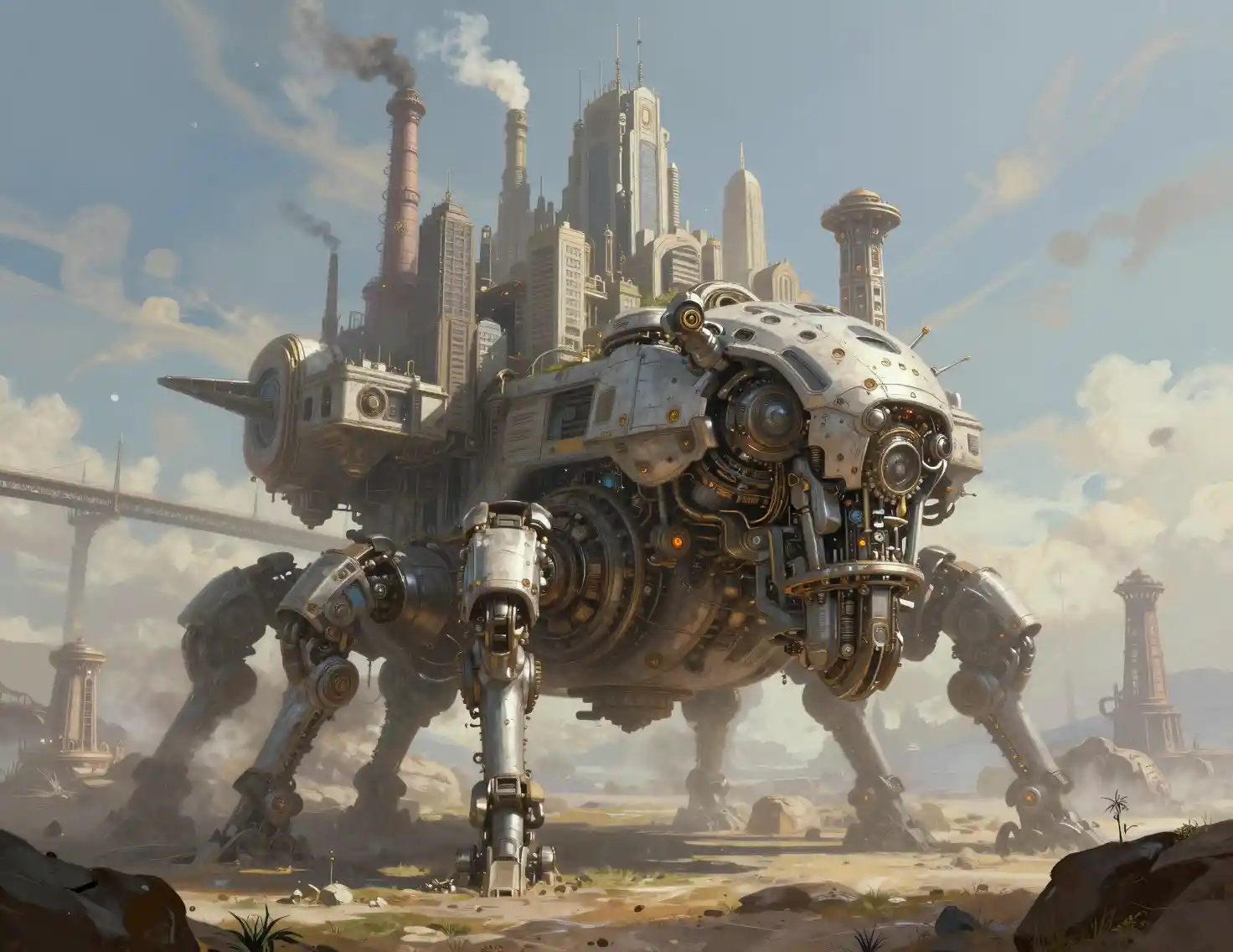 Colossal Mobile Fortress Crossing A Barren Wasteland