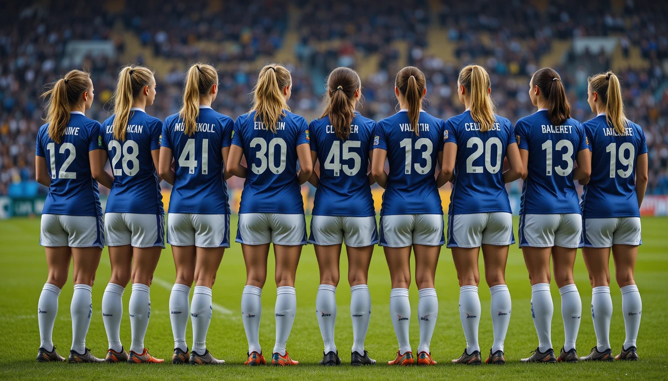 Équipe féminine de football alignée sur un terrain écossais