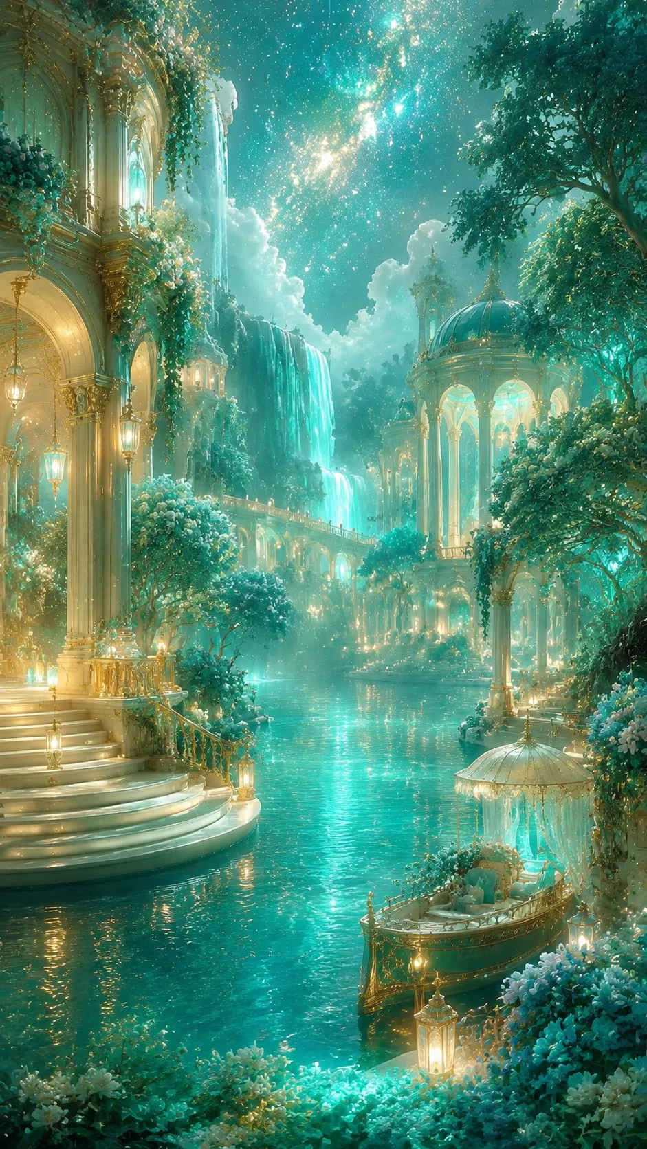 Rêverie luxueuse vert Tiffany au style réaliste et pictural