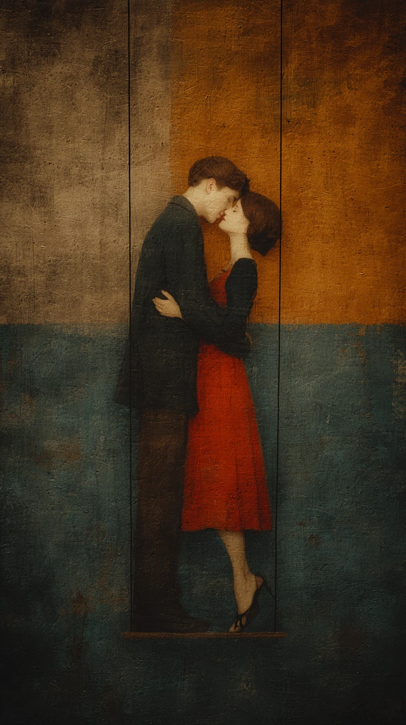 Dipinto astratto surreale di un amore romantico impossibile e luce