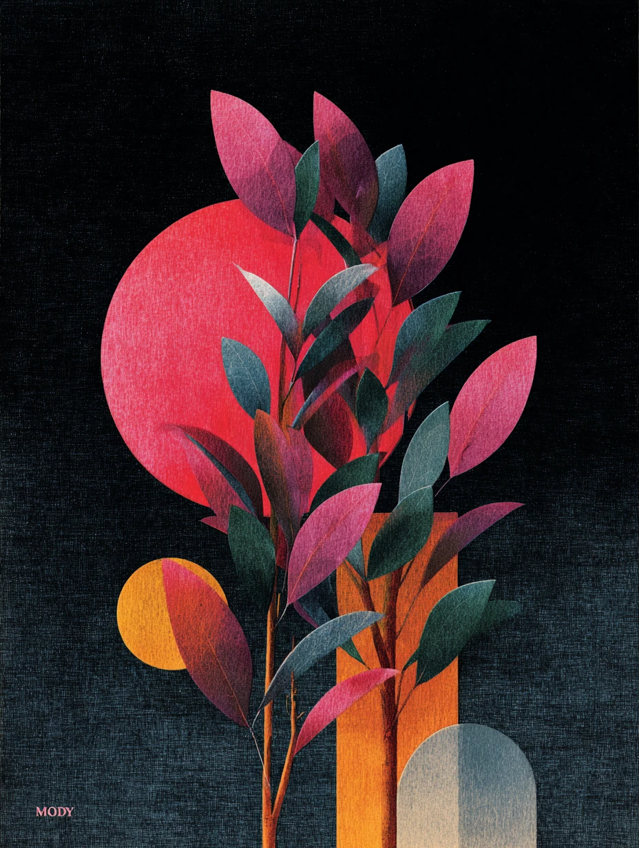Colagem vintage surreal com formas abstratas minimalistas