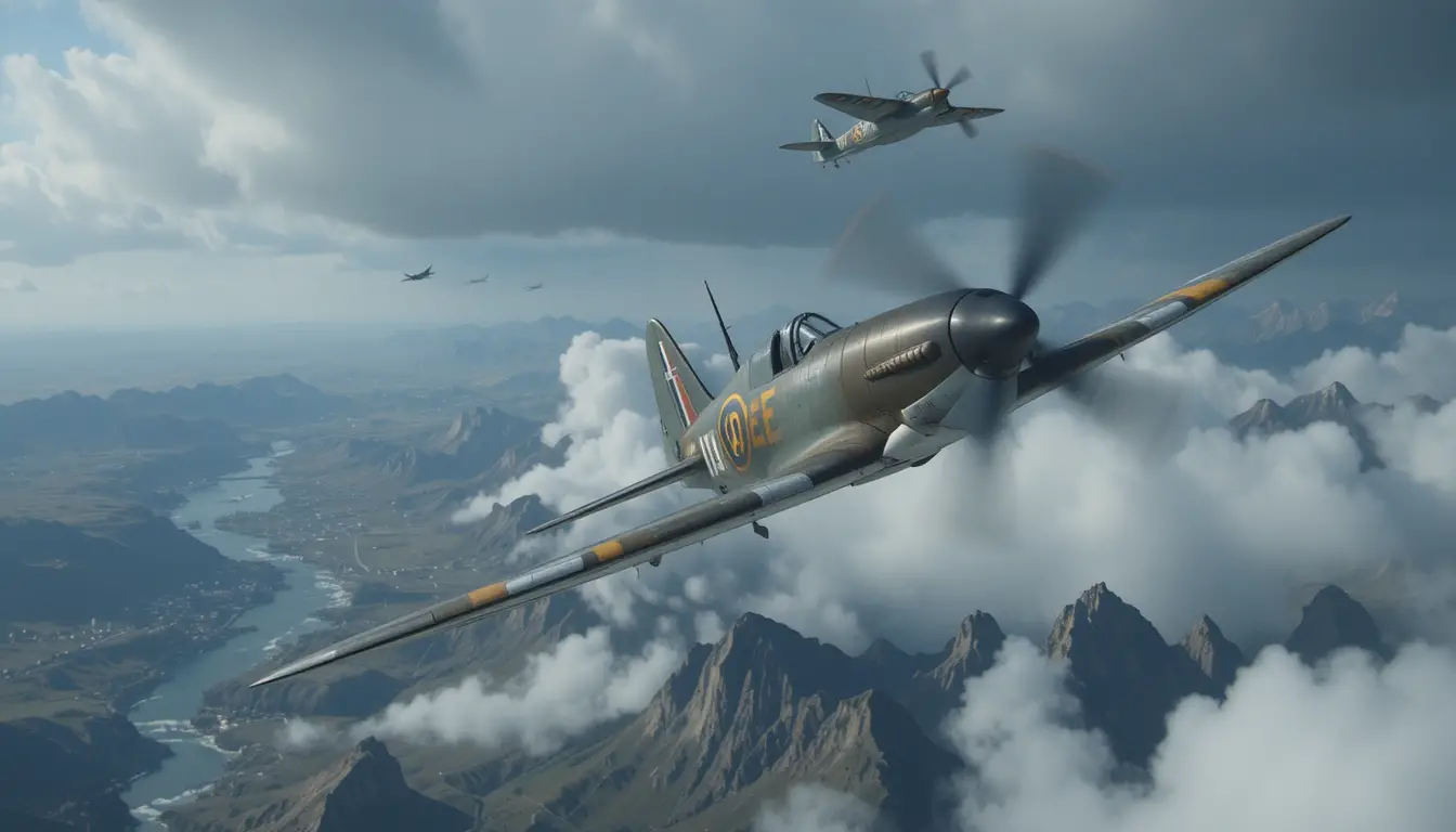 Dogfight above the white cliffs and stormy sea