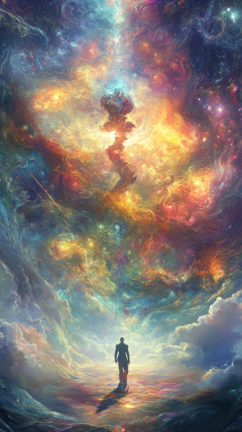 Surreal palace within the opened depths of the mind