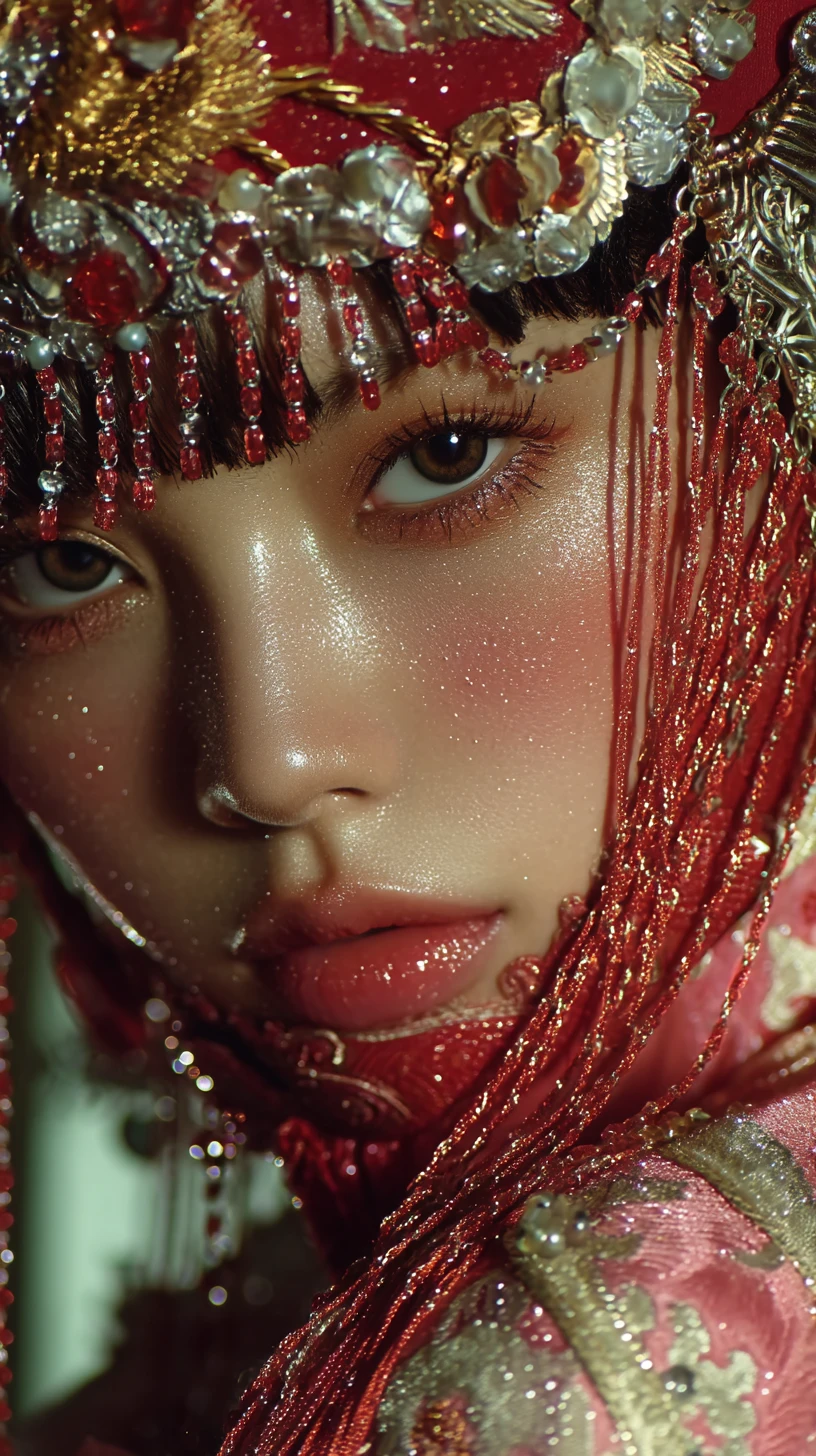 Retrato de mulher oriental elegante inspirado na dinastia Tang