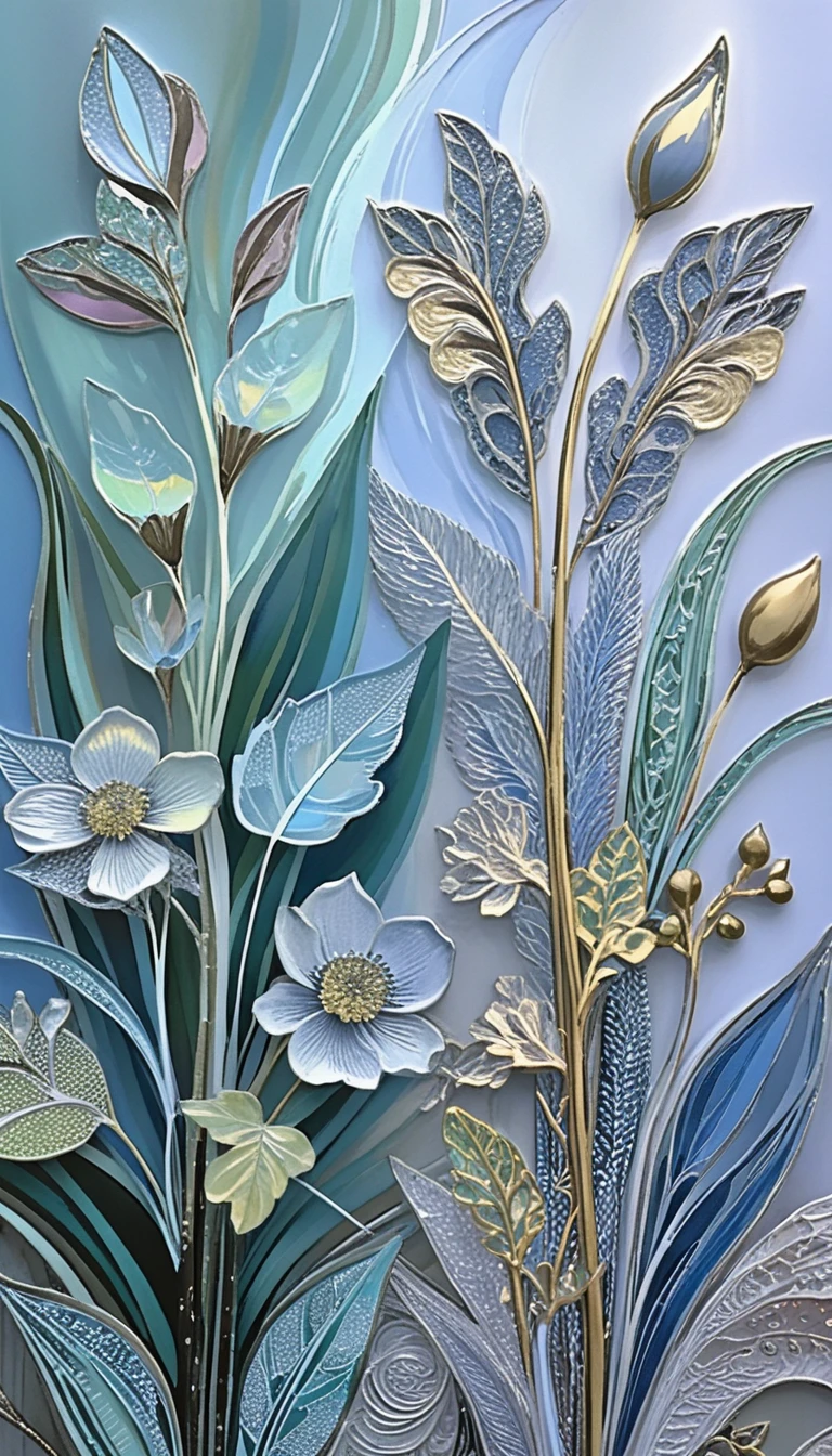 Delicado Line Art Botânico de Primavera com Motivos Florais Fluídos