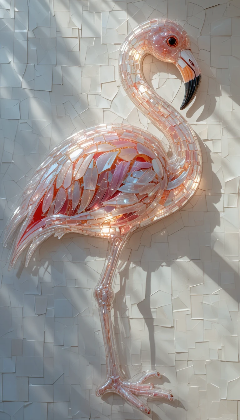 Delicada pintura abstrata de flamingo em tons suaves de pastel