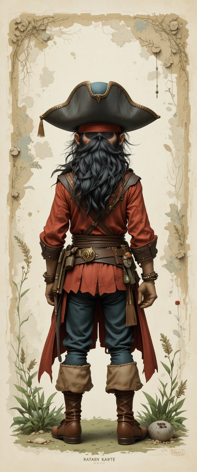 Illustration aquarelle chaleureuse d’un minuscule pirate de la forêt