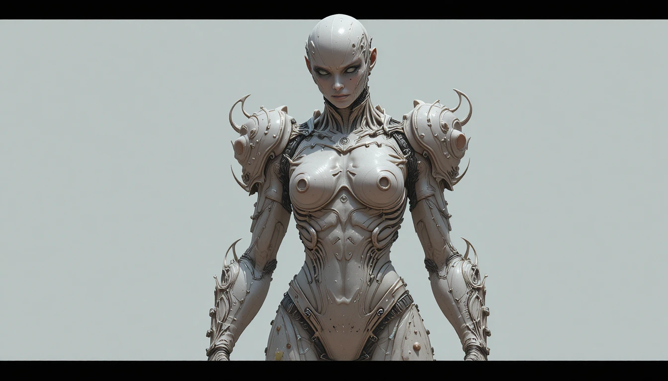 Concept di personaggio guerriera con armatura in lattice a corpo intero